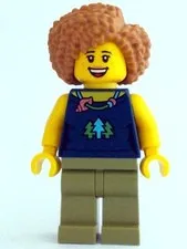 LEGO® Minifigure Town cty1523 Female Dark Blue Top w/Trees and Necklace Olive Gr