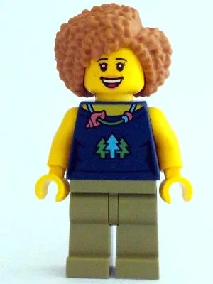 LEGO® Minifigure Town cty1523 Female Dark Blue Top w/Trees and Necklace Olive Gr