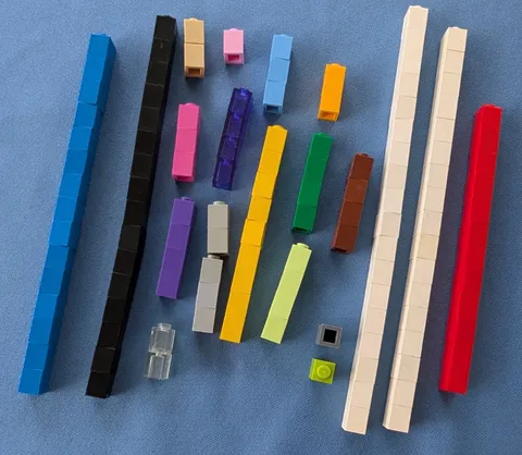 127 LEGO parts, 1x1 brick, #3005, assorted colors