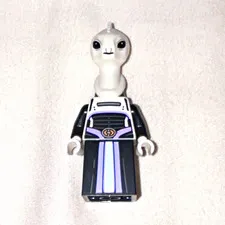 LEGO Minifigure White Alien/Creature Head, Black & White Outfit, Gray Head