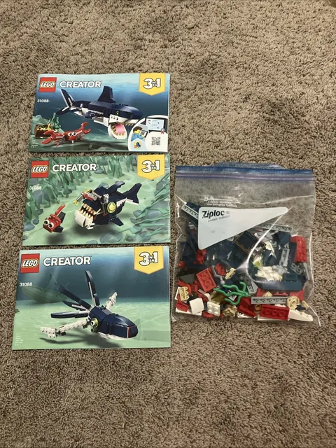 LEGO CREATOR: 31088 Deep Sea Creatures 3 In 1 100% Complete Set With Manual