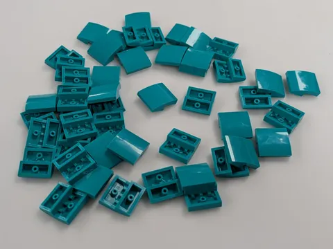 Lego x50 New Dark Turquoise Slope, Curved 2 x 2 x 2/3 # 15068 MOC Bulk Parts Lot