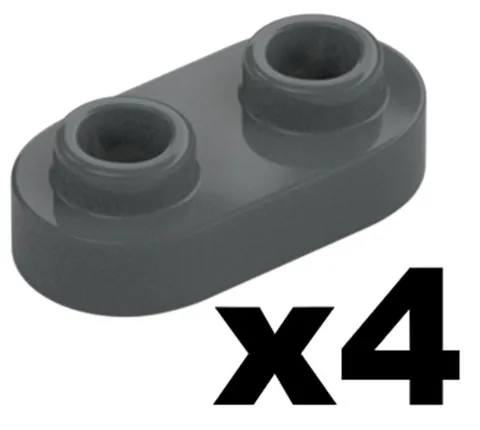 Lego 4 Dark Bluish Gray ROUND PLATE 1 x 2 with Open Studs Part 35480 DG04
