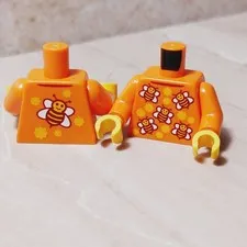 New LEGO BAM Torso Bee Bumblebee Costume Orange Yellow 6 Bees Front Back Printed