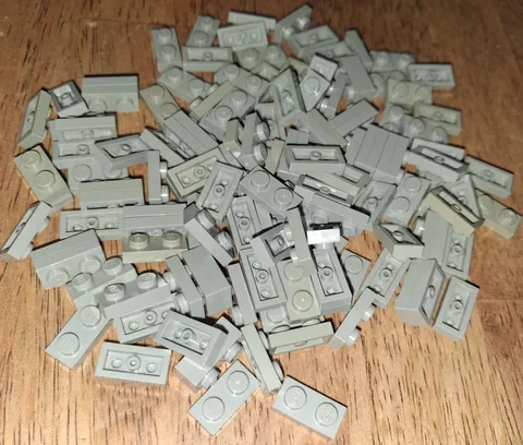 H Lego Lot 130 Light Gray & Light Bluish Gray Plate 1 x 2 3023