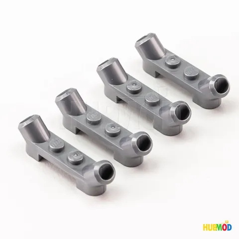 Lot of 4 LEGO Flat Silver 61072 Plate Modified 1 x 4 with Angled Tubes Engine