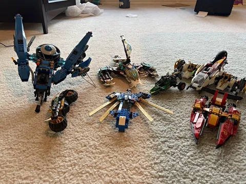 LEGO Multicolor Plastic Lot of Mixed Assembled Vehicles and Aircraft Models