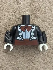 LEGO Minifigure Torso Mariachi Suit Black Bolero Jacket Red Bow Tie