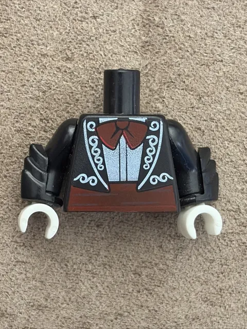 LEGO Minifigure Torso Mariachi Suit Black Bolero Jacket Red Bow Tie