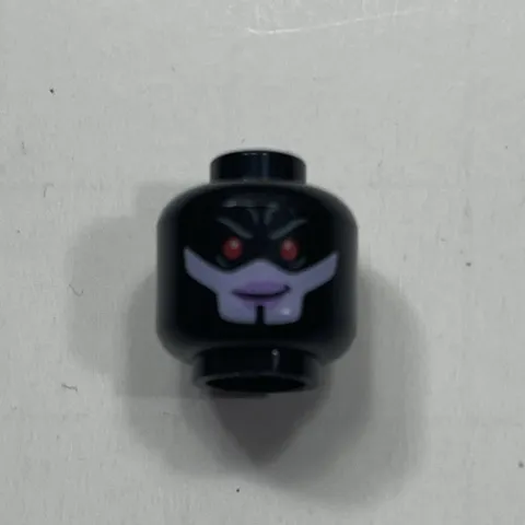 LEGO Minifig Head Female Red Eyes Lavender Lower Face Smiling Scowling Part