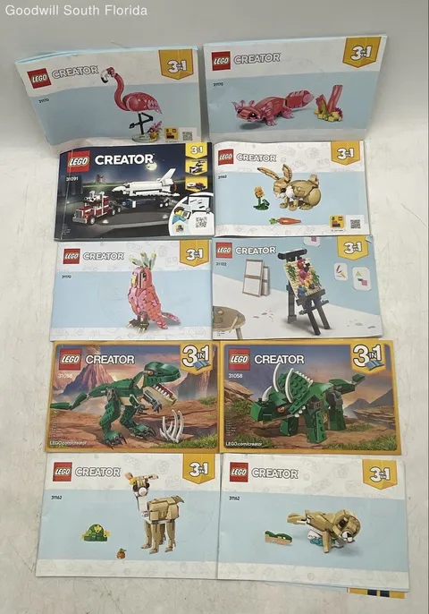 Lot Of 10 Pcs Lego Creator Mixed Theme 3-In-1 Instruction Manuals Books