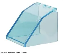 Lego 1x 2620 Trans-Light Blue Windscreen 4 x 4 x 3 Canopy D2620 NM
