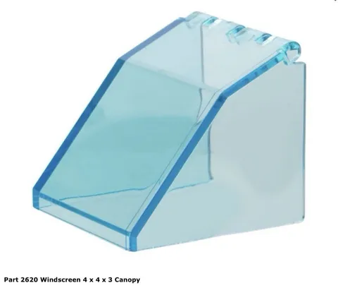 Lego 1x 2620 Trans-Light Blue Windscreen 4 x 4 x 3 Canopy D2620 NM