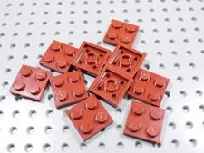 LEGO Lot of 10 Dark Red 2x2 Plates BD