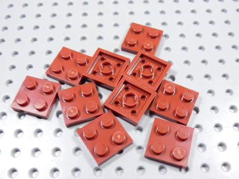 LEGO Lot of 10 Dark Red 2x2 Plates BD