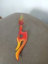 LEGO Translucent Clear Red Orange Yellow Large Flames Energy Effect Double Axe