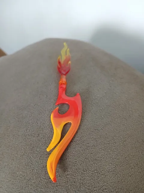 LEGO Translucent Clear Red Orange Yellow Large Flames Energy Effect Double Axe