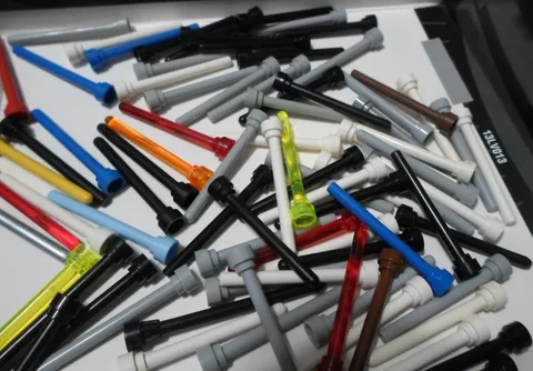 LEGO BULK LOT OF 80 ANTENNA BAR 1X4 #3957 BLACK GRAY WHITE BLUE