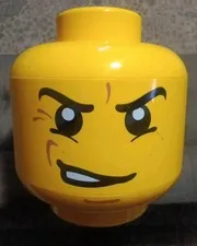 LEGO Storage Head Large RARE Angry Face Retired 2010 Yellow