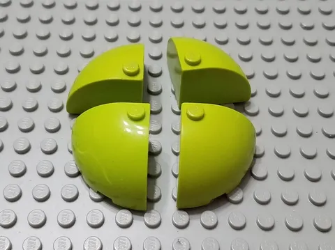 LEGO Lot of 4 Lime Green 3x3x2 Quarter Round Brick Parts