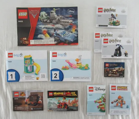 Lego Licensed Properties Mixed Lot of 11 Instruction Manuals Harry Potter Bluey