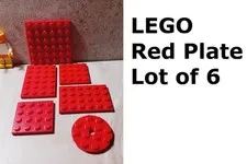 LEGO Assorted Plate Set Lot of 6 Red Plates size round Baseplate Build On Base