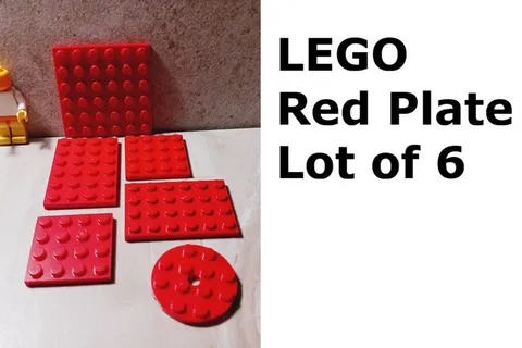 LEGO Assorted Plate Set Lot of 6 Red Plates size round Baseplate Build On Base