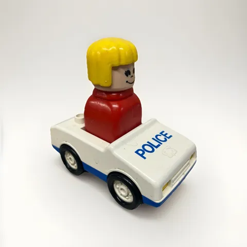 Vintage LEGO Duplo Police Car with Figure