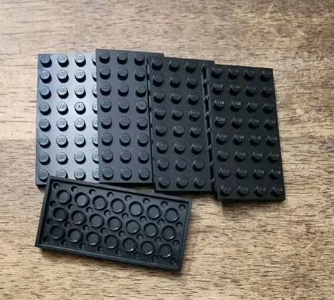 LEGO Black Plate 4 x 8 QTY 5. New Part No. 3035.