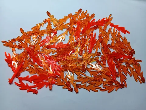 LEGO BULK LOT 92 TRANS ORANGE / NEON ORANGE WAVE ROUNDED FIRE FLAMES #6126
