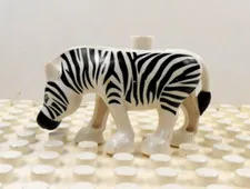Lego Duplo Figure Zebra white/black w/ white top mane