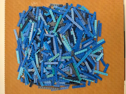 LEGO 400pcs 1x Wide Plates 1x2 1x3 1x4 1x6 1x8 1x10 1x12 Blue Bulk Lot Cleaned 