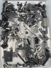 1 lb. Bulk Mixed Black Legos - standard blocks and unique pieces (Lot E)