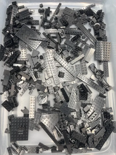 1 lb. Bulk Mixed Black Legos - standard blocks and unique pieces (Lot E)