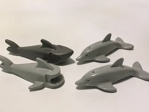 Lego Lot of 4 Gray Sharks & Dolphins 6228