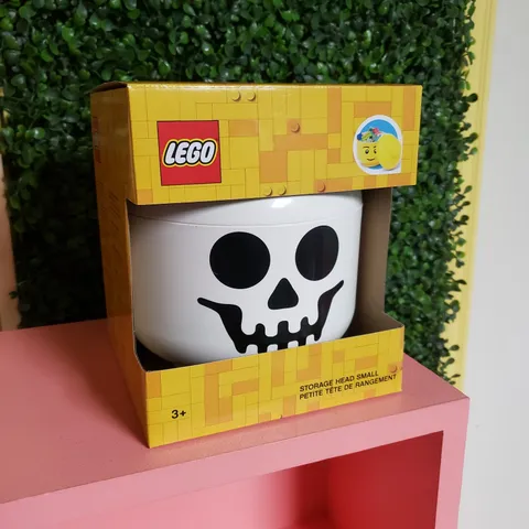 Lego Small Storage Head Skeleton Skull Container Halloween Candy Bowl Planter 