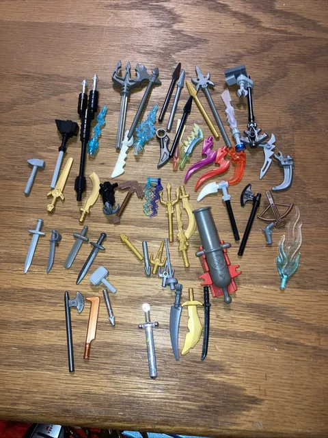 LEGO Accessories Pirate Star Wars 50 Parts Weapons (2) Spear Guns Swords Cannon