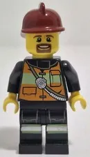Lego Firefighter Minifigure Goatee Reflective Stripe Vest Pockets Shoulder Strap