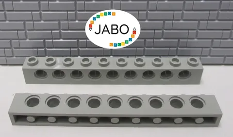 (J15/3/1) LEGO Technic 2 x 2730 Perforated Beam 1x10 Vintage Light Grey