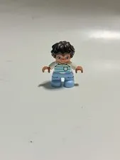 Lego Duplo Figure Small Boy Youth Son Male Child Kid Blue Azure Striped Shirt