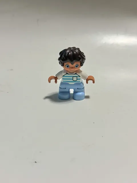 Lego Duplo Figure Small Boy Youth Son Male Child Kid Blue Azure Striped Shirt