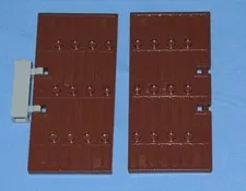 LEGO Door 1 x 5 x 8 1/2 Stockade 87601 Reddish Brown- Set of 2 with 1 Grey Hinge