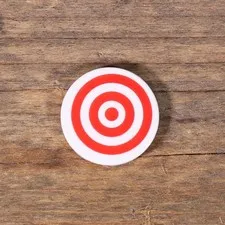LEGO White Tile Round 2x2 Bottom Stud Holder with Red Target Pattern 14769pb186