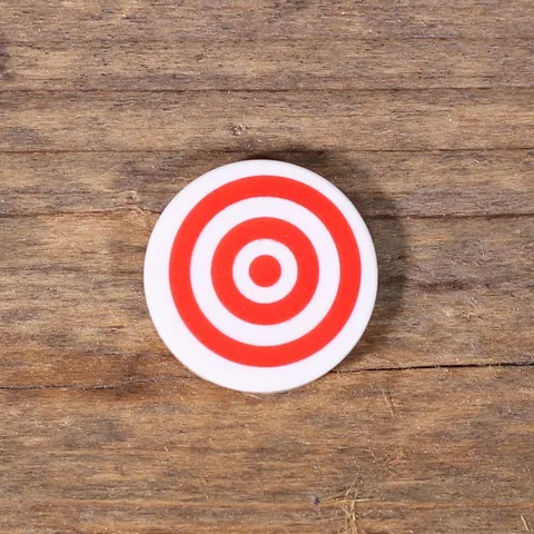 LEGO White Tile Round 2x2 Bottom Stud Holder with Red Target Pattern 14769pb186