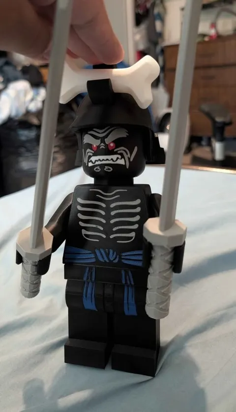 LEGO Skeleton Ninja Minifigure w/ Helmet, Bone Piece & 2 Swords 3D Print