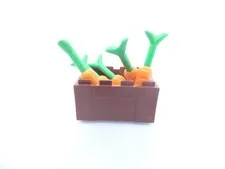 Lego Carrots, set of 5, in reddish-brown crate