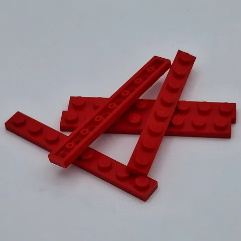 Lego - 5 Basic Red Plate 1 x 8 Studs 3460