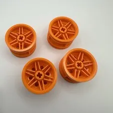 Lot Of 4 Lego Technic Wheel 30.4mm X 20mm Orange