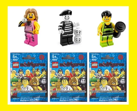 3 SEALED 8684 Blind Bags LEGO Ser 2 MINIFIGURES Pop Star Mime Weighlifter $6Sh