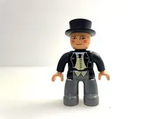 LEGO DUPLO Top Hat Formal Gentleman Figure, black and grey
